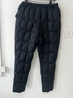 Quilted Puff Down Black Pants  ski skate pants winter core insulated